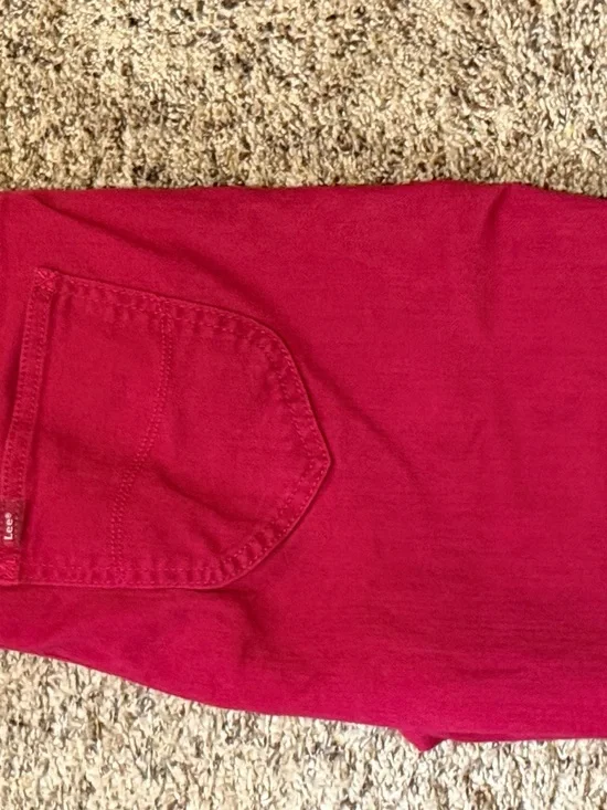 Lee Raspberry Red Button-Accent Pants - Picture 3 of 6